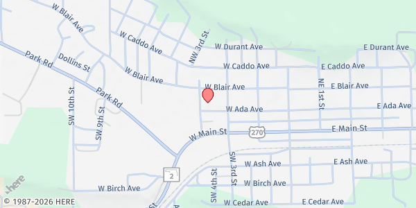 Map showing Feed the Need/ Wilburton at 309 West Ada, Wilburton, OK