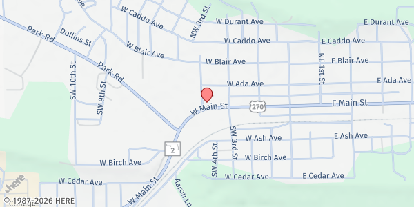 Map showing Kibois CAF Pantry/ Wilburton at 309 W Main, Wilburton, OK