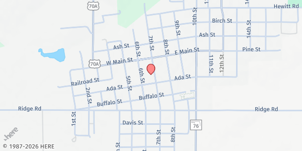 Map showing Southern Oklahoma Nutrition Program of Wilson at 1165 7th St., Wilson, OK