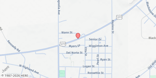 Map showing Bethel Baptist Church at 305 Wann St, Wister, OK