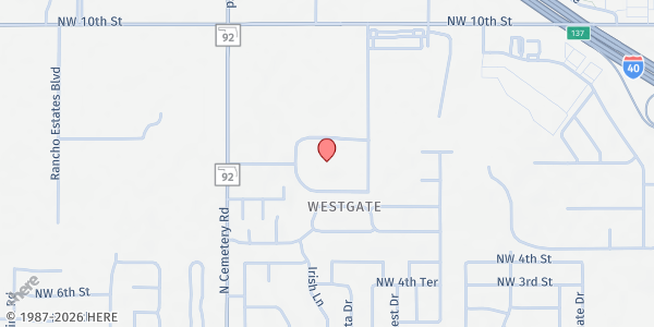 Map showing Together We Center - Manna Pantry at 620 N. Cemetery Rd. Building #2, Yukon, OK