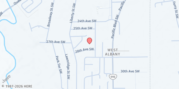 Map showing Community Gleaners at 1115 28th St SW, Albany, OR