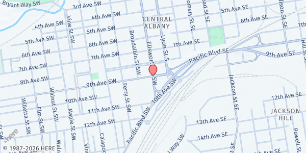 Map showing St Mary's Soup Kitchen at 815 Ellsworth SW, Albany, OR