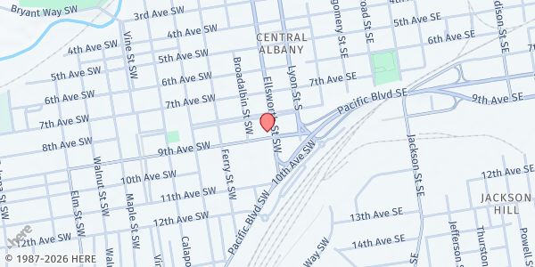 Map showing St Mary's Soup Kitchen & Pantry at 822 Ellsworth SW, Albany, OR