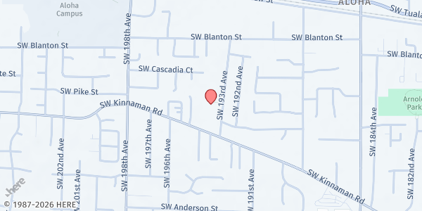 Map showing School Pantry at Kinnaman Elementary (PTO) at 4205 SW 193rd Ave, Aloha, OR