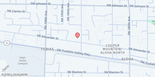Map showing SVDP St Elizabeth Ann Seton (Aloha) at 3145 SW 192nd Ave, Aloha, OR