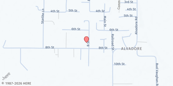 Map showing God's Food Box at 27373 8th Street, Alvadore, OR