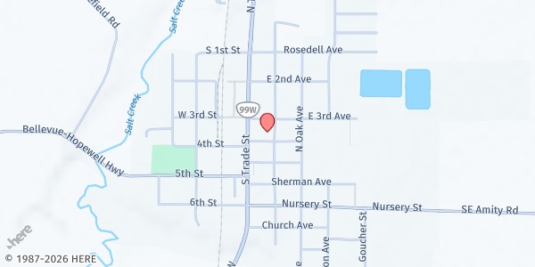 Map showing Isaiah 58 Outreach at 310 Getchell, Amity, OR