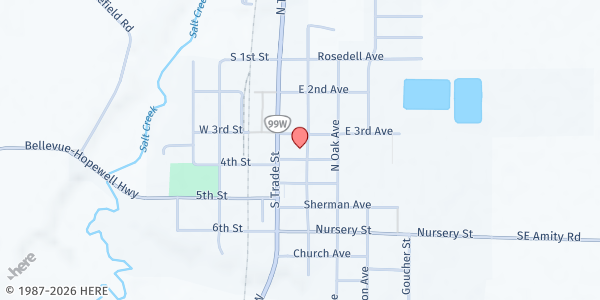 Map showing Yamhill Community Action Partnership-YCAP at 310 Getchell, Amity, OR