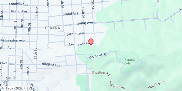 Map showing Clatsop Community College Bandit Food Pantry at 1651 Lexington Ave, Astoria, OR