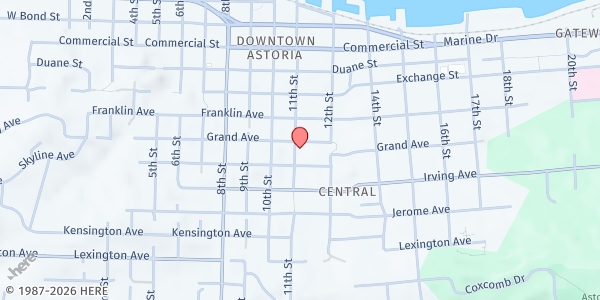 Map showing Clatsop Emergency Food Bank Pantry at 1103 Grand Avenue, Astoria, OR