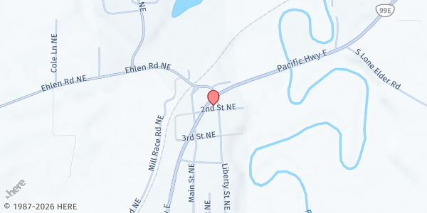 Map showing Marion Polk Food Share's Mobile Pantry: Aurora at 14979 2nd St. NE, Aurora, OR