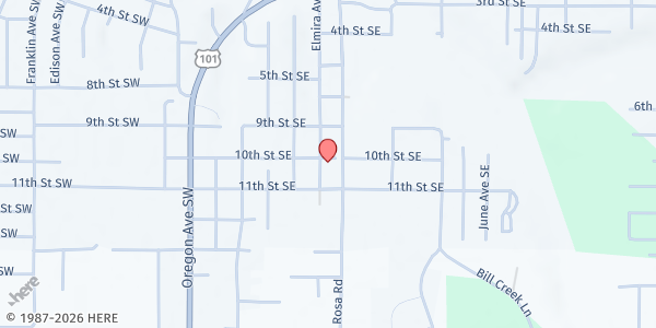 Map showing Food and Faith at 1025 Elmira Ave SE, Bandon, OR