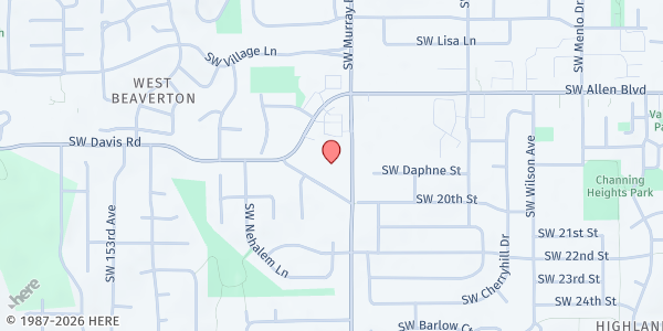 Map showing Beaverton Seventh Day Adventist at 14645 SW Davis Road, Beaverton, OR