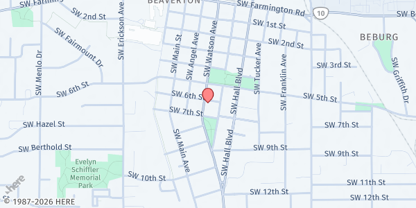 Map showing Bethel Congregational Church Food Cupboard at 5150 SW Watson Ave, Beaverton, OR