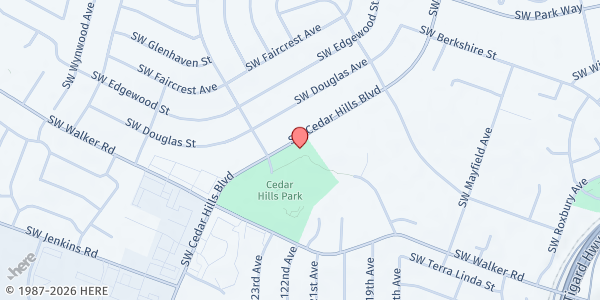 Map showing Cedar Hills Park - Free Food Market at 2300 SW Cedar Hills Blvd, Beaverton, OR