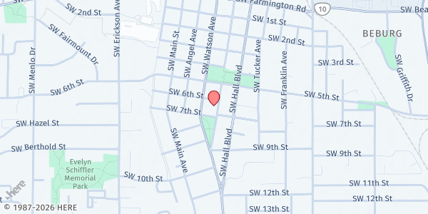 Map showing Faith Cafe at Bethel Congregational Church of Christ at 5150 SW Watson Ave, Beaverton, OR