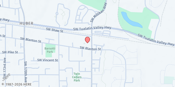 Map showing Islamic Social Services of Oregon State (ISOS) at 4115 SW 160th, Beaverton, OR