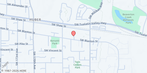 Map showing Islamic Social Services of Oregon State (ISOS) at 4115 Sw 160th, Beaverton, OR