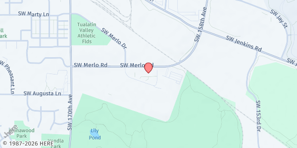 Map showing Merlo Station Apartments at 2032 SW Merlo Ct., Beaverton, OR