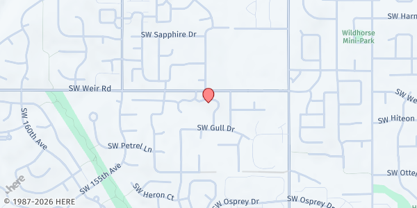 Map showing Murray Hills Christian Church at 15050 SW Weir Road, Beaverton, OR
