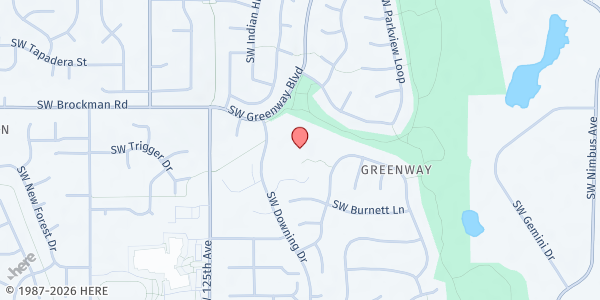 Map showing School Pantry at Greenway Elementary (BSD) at 9150 SW Downing Dr, Beaverton, OR