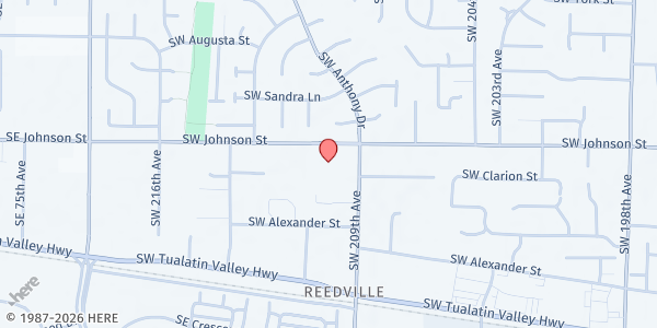 Map showing School Pantry at Reedville at 2695 SW 209th Ave, Beaverton, OR