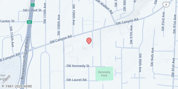 Map showing St. Matthew Lutheran Church - Food Pantry at 10390 SW Canyon Rd, Beaverton, OR