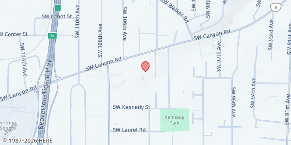 Map showing St Matthew Lutheran Pantry at 10390 SW Canyon Rd, Beaverton, OR