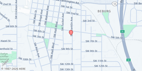 Map showing SVDP St Cecilia (Beaverton) at 5105 SW Franklin Ave, Beaverton, OR