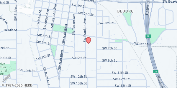 Map showing SVDP St Cecilia at 5120 SW Franklin Ave, Beaverton, OR
