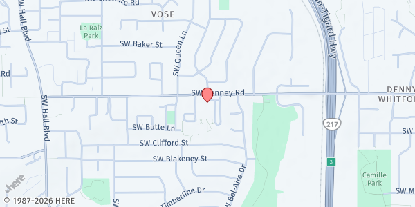 Map showing Vose Elementary School Free Food Market at 11350 SW Denney Rd., Beaverton, OR