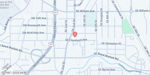 Map showing SVDP Bend at 950 SE 3rd Street, Bldg B, Bend, OR