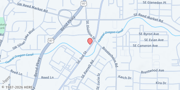 Map showing The Giving Plate at 1245 SE 3rd Street, Suite 7, Bend, OR