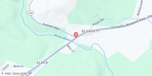 Map showing Coastal Range Food Bank, Blodgett at , Blodgett, OR