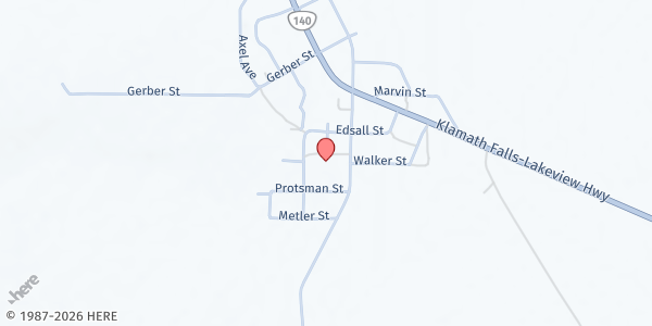 Map showing Standing Stone Church at 19140 Elder St, Bly, OR