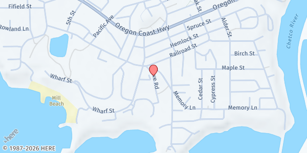 Map showing Brookings Harbor Community Helpers at 539 Hemlock St, Brookings, OR