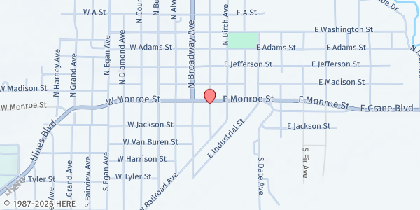 Map showing Harney County Food Bank at 17 S Alder St, Burns, OR