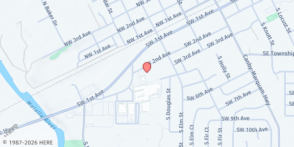 Map showing Canby Center at 681 SW 2nd Avenue, Canby, OR