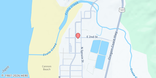 Map showing Stayton Community Food Bank at 155 2nd Street, Cannon Beach, OR