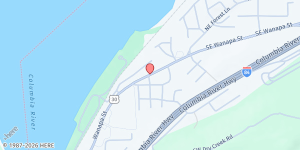 Map showing FISH Cascade Locks at 140 SW WaNaPa Street, Cascade Locks, OR