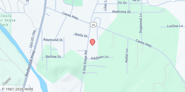 Map showing Cave Junction Adventist Community Services at 265 S. Old Stage Road, Cave Junction, OR