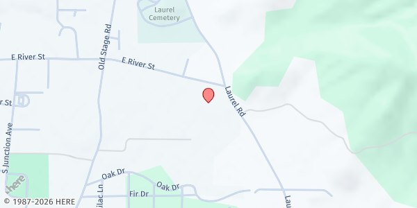 Map showing Illinois Valley Food Pantry at 625 E River St, Cave Junction, OR