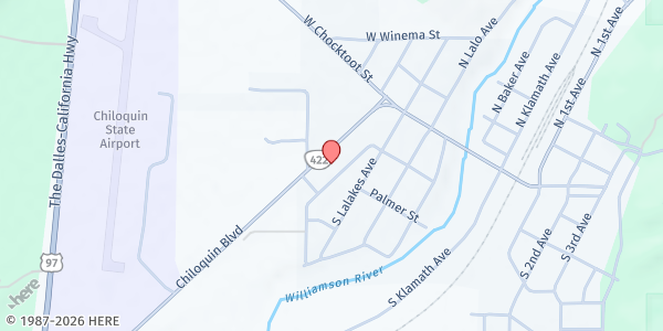 Map showing Chiloquin Produce Connection at 225 Hwy 422 S, Chiloquin, OR