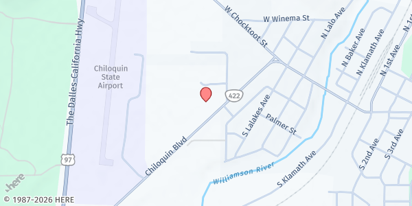 Map showing Chiloquin Produce Connection at 225 Hwy 422 S, Chiloquin, OR