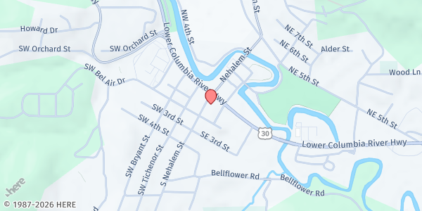 Map showing Clatskanie Food Pantry at 75 S Nehalem St, Clatskanie, OR