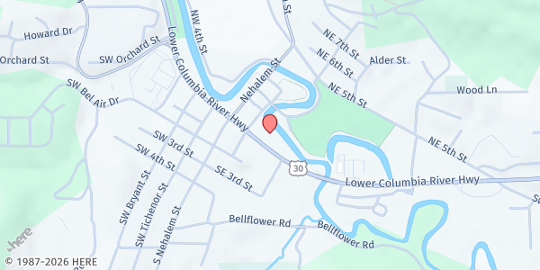 Map showing Turning Point Community Services Center at 220 E Columbia River Highway, Clatskanie, OR