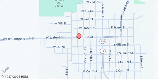 Map showing CAPECO Food Share - Senior Food Box Distribution Site at 412 W Walnut St, Condon, OR