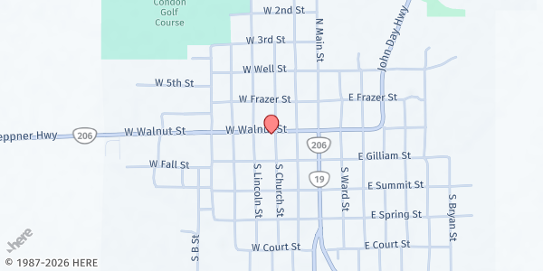 Map showing CAPECO Rural Produce Program - Condon at 117 S Main St, Condon, OR