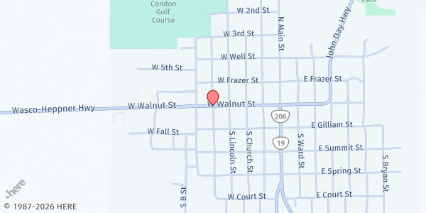 Map showing Condon Food Pantry at 103 S Lincoln St, Condon, OR